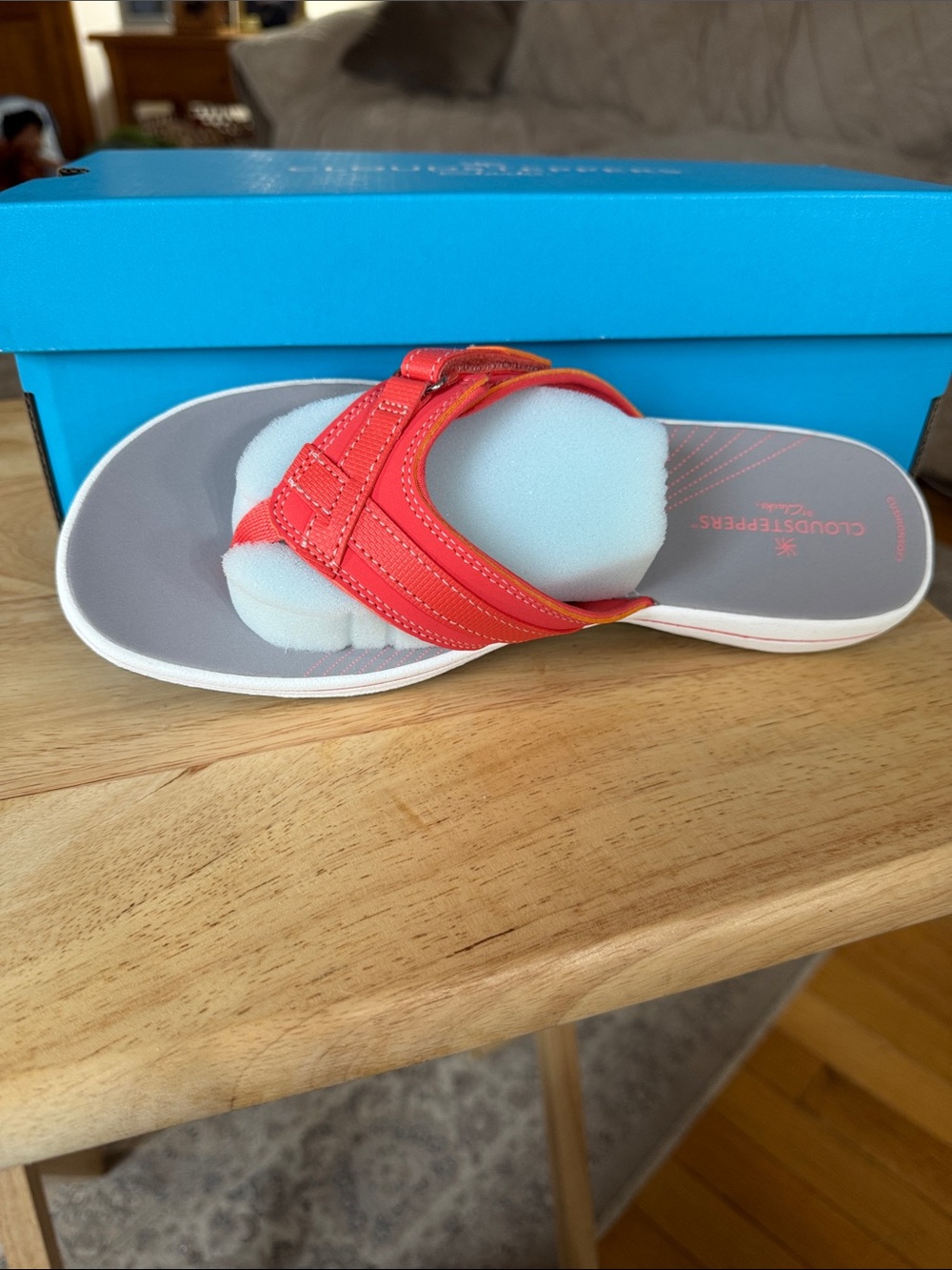 Cloudsteppers by Clarks Coral-Red Kids Flip Flop Sandal